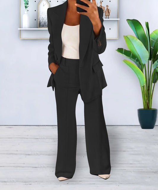 Women's Casual Blazer Suit  Two Piece Business Office Wear Set Fit Jacket And Pants