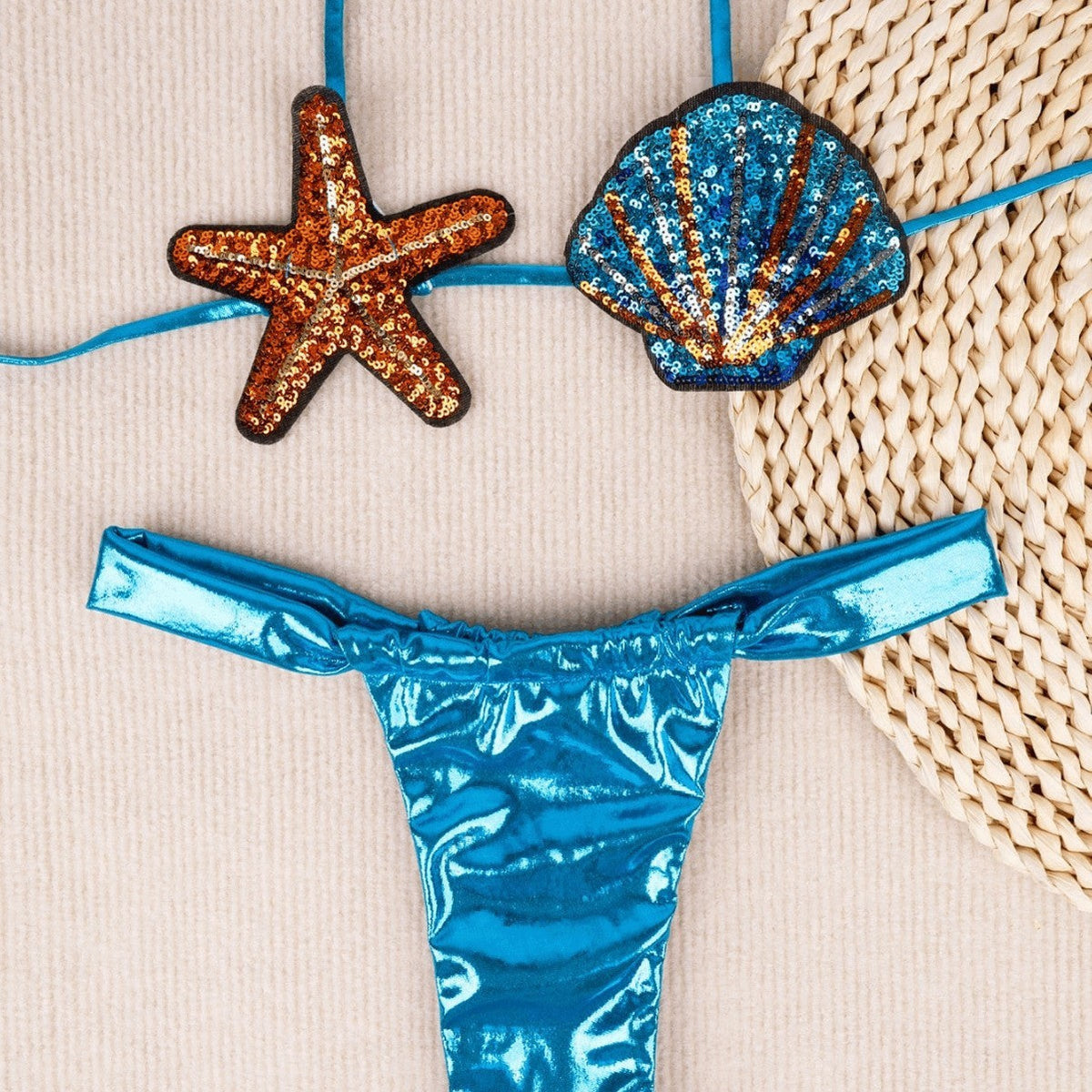 Pure Desire Split Swimsuit Shell Bikini High Sense Suit
