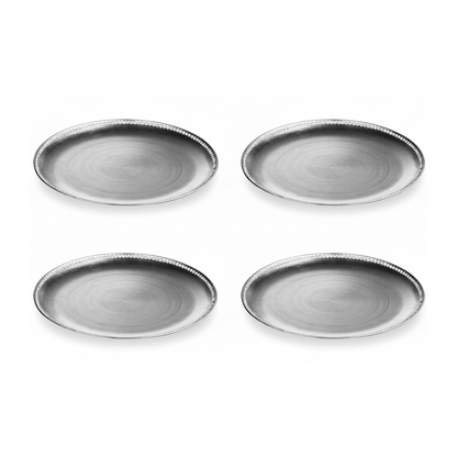 Set of Four 33cm Flat Style Silver Decorative Charger Plates | Dia