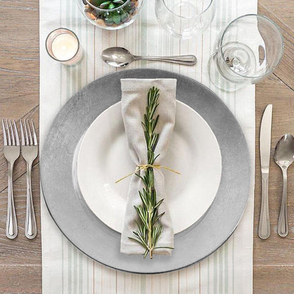 Set of Four 33cm Flat Style Silver Decorative Charger Plates | Dia