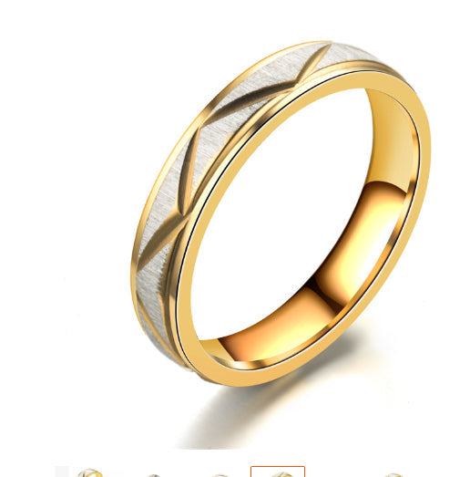 Titanium steel couple ring 24K gold stainless steel ring