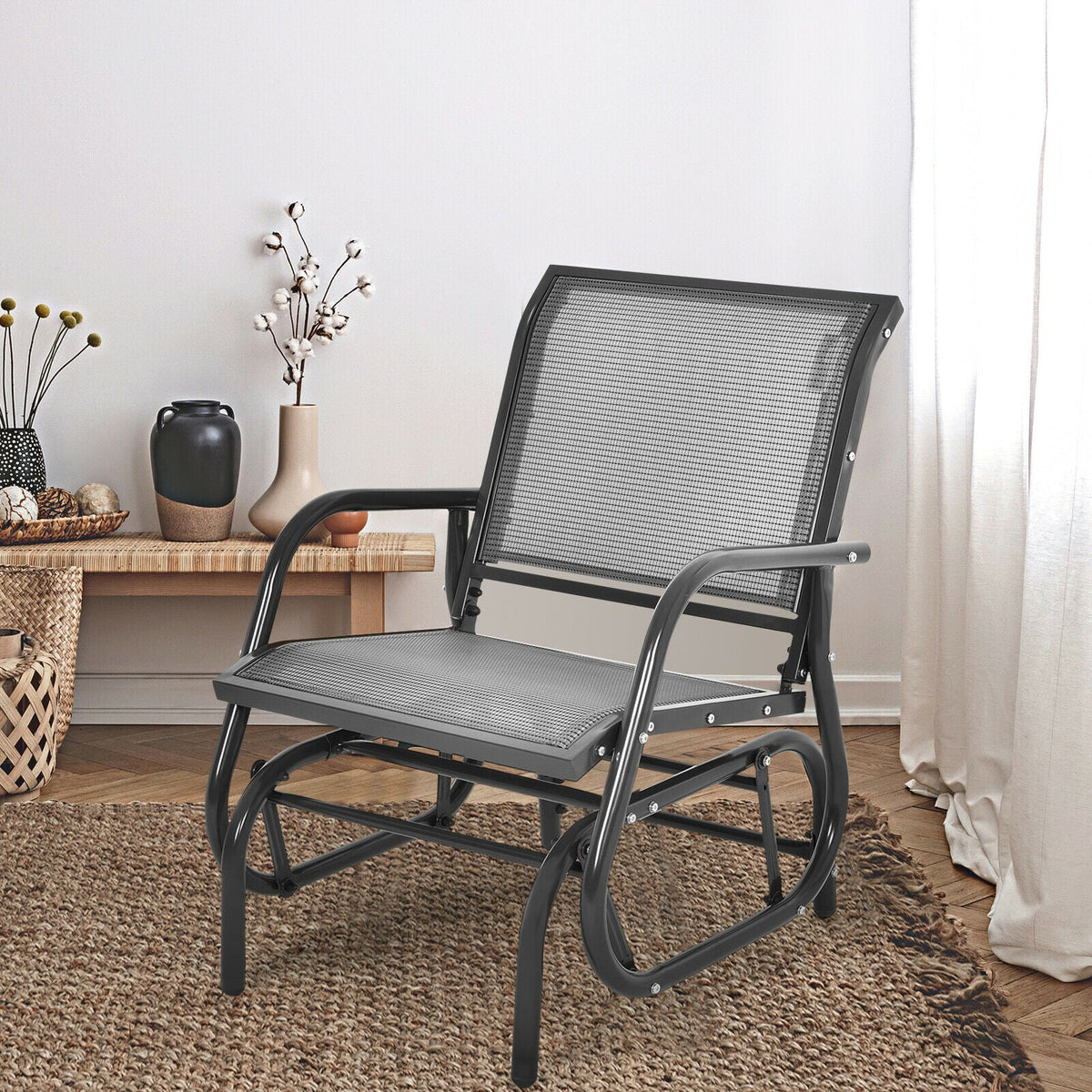 Glider Rocking Garden Chair-Black