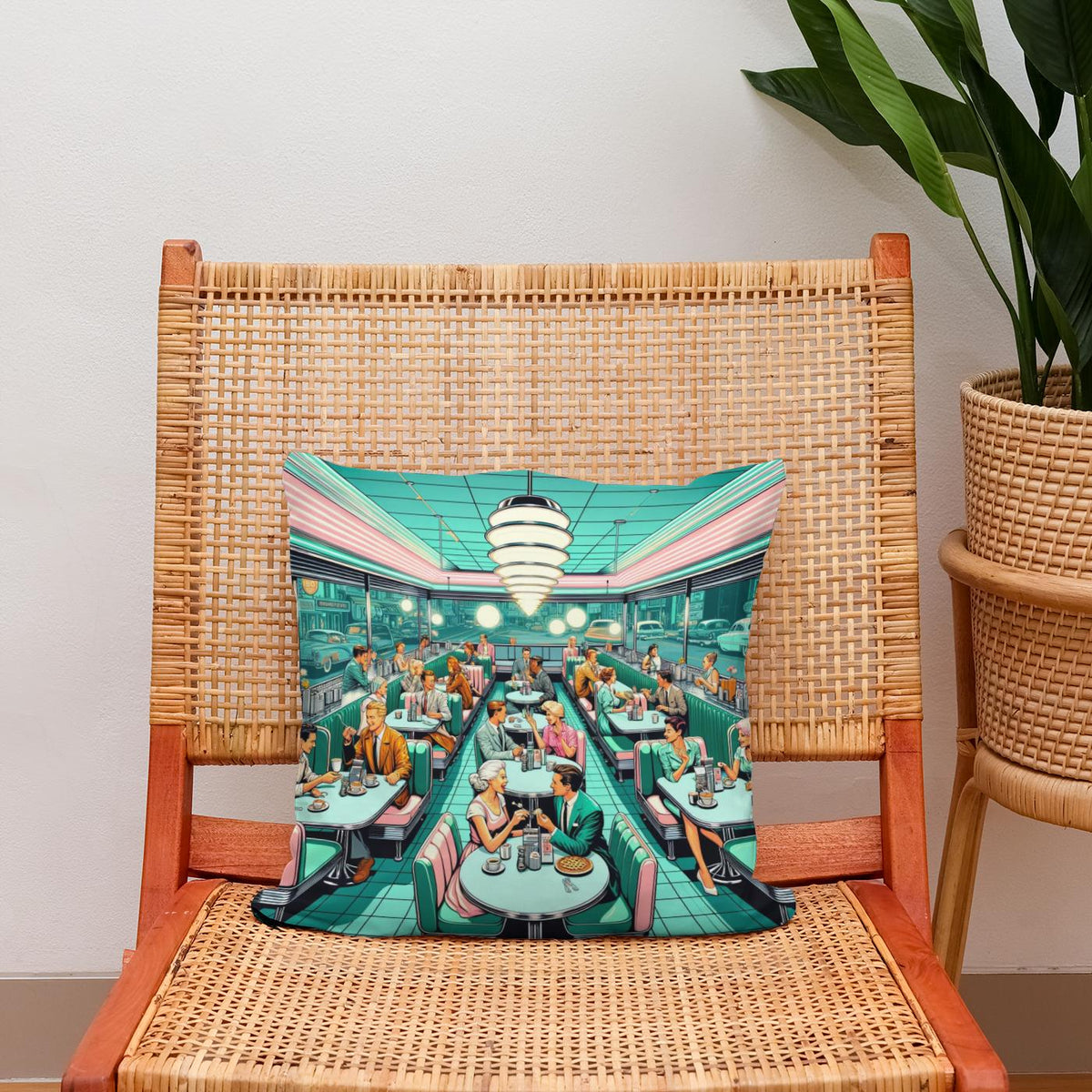 Retro Diner Revival Cotton Cushion