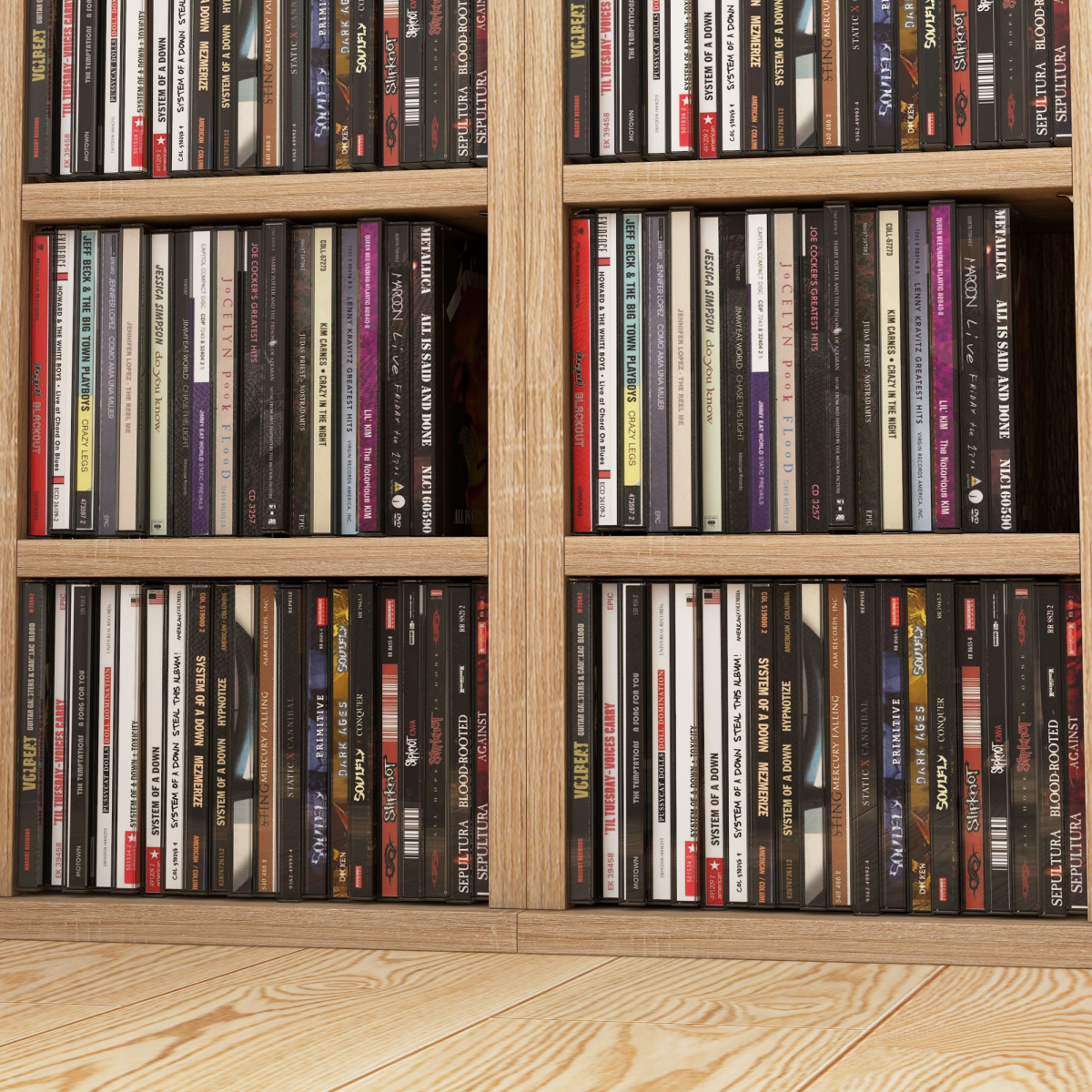 HOMCOM Set of 2 CD Media Display Shelf Unit Tower Rack Adjustable, Natural