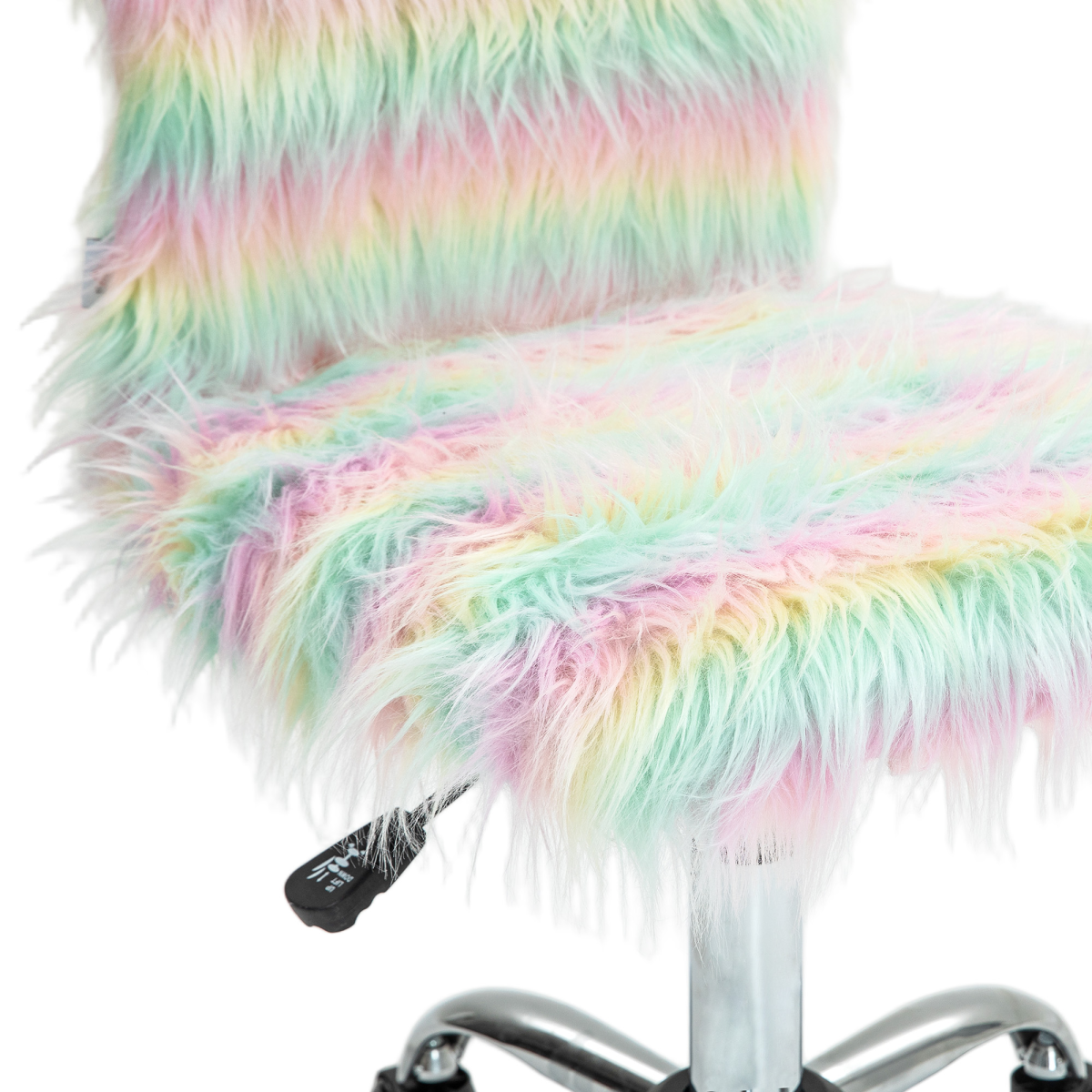 HOMCOM Fluffy Makeup Vanity Chair with No Arm, Swivel Wheels, Unicorn Tone