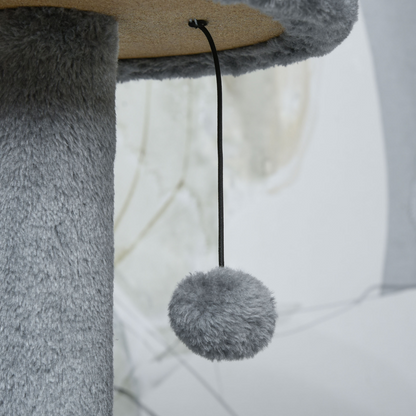 Cat Tree Tower Activity Center with Hanging Ball Toy Teasing Rope Dark grey