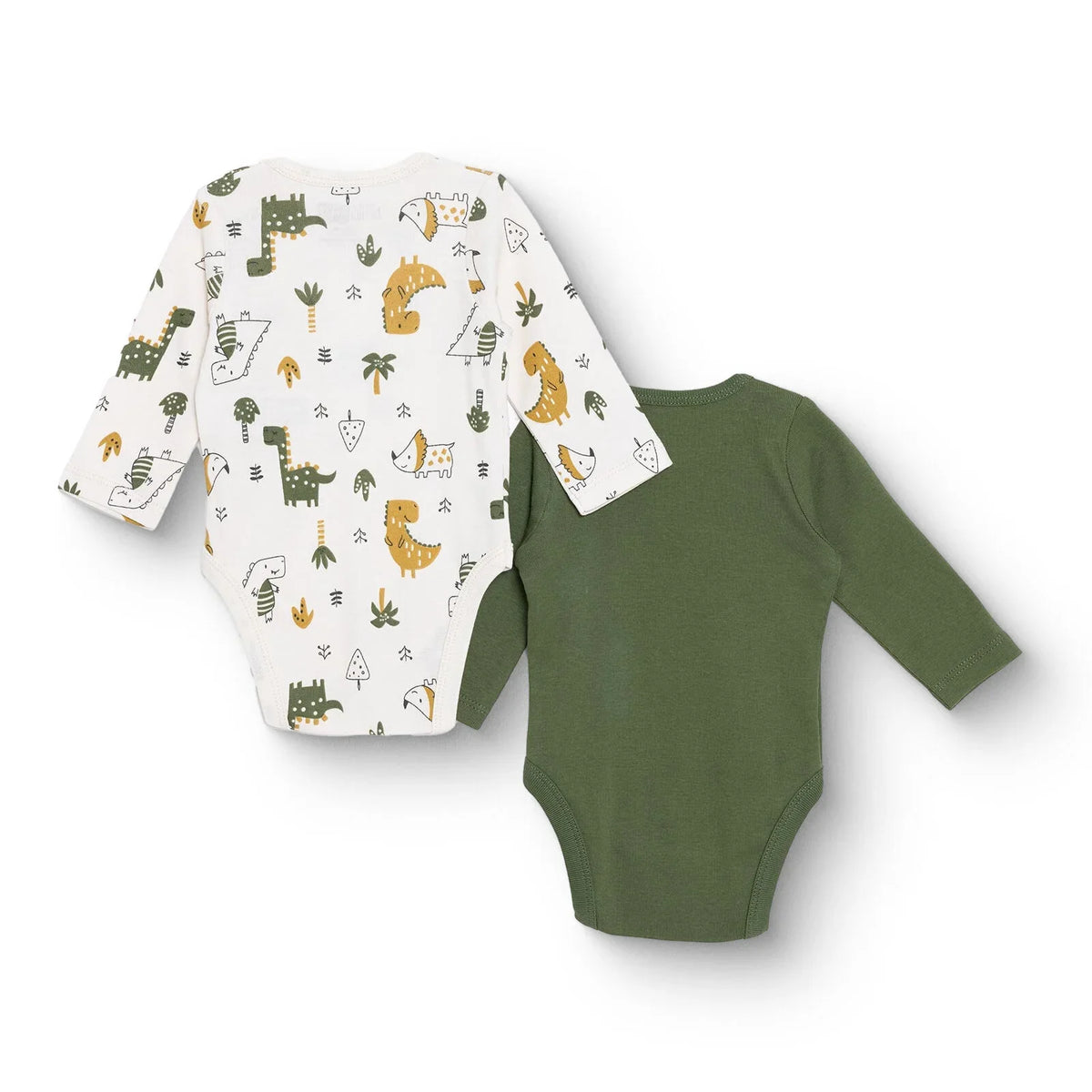 HelloBaby 2 Pack Dinosaur Print Long Sleeve Baby Bodysuits (1-3 Months to 2-3 Years)