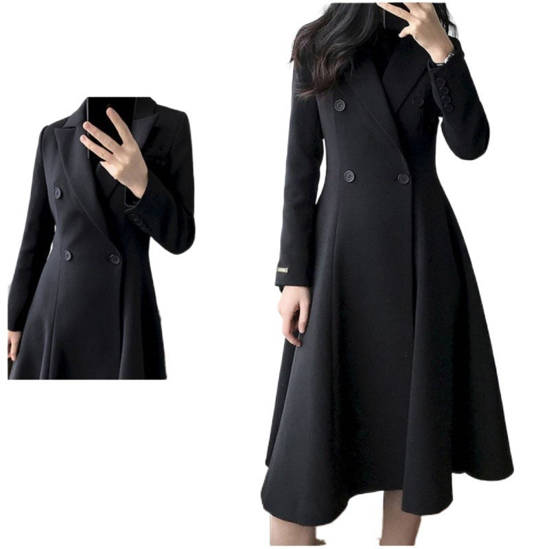 Autumn New Plus Size Women's Long Suit Trench Coat