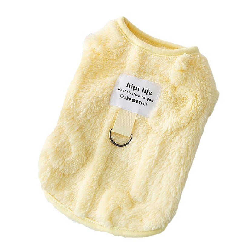 Autumn And Winter Dog Clothes Can Pull Simple Solid Color Two-legged Down Jacket Cat Warm Vest Pet Clothing