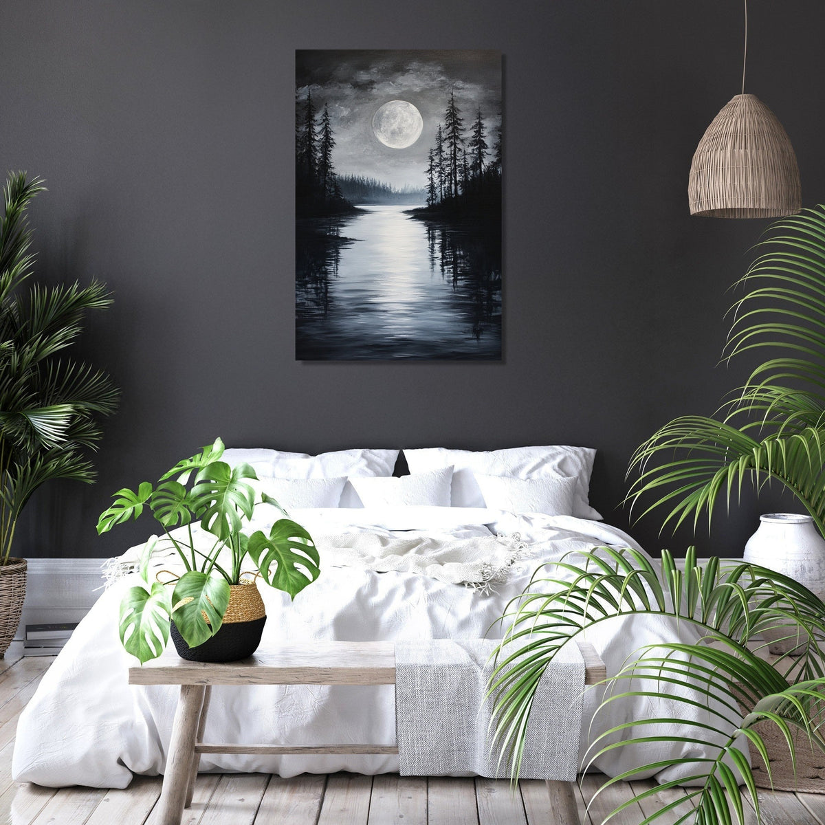 Lunar Serenity Lake Canvas