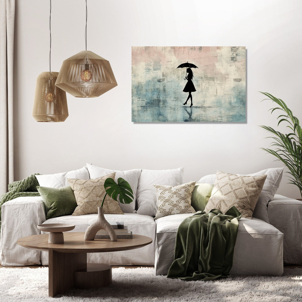Woman with Umbrella Canvas