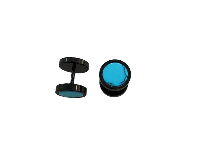 Titanium Steel Black Turquoise White Fashion Stud Earrings