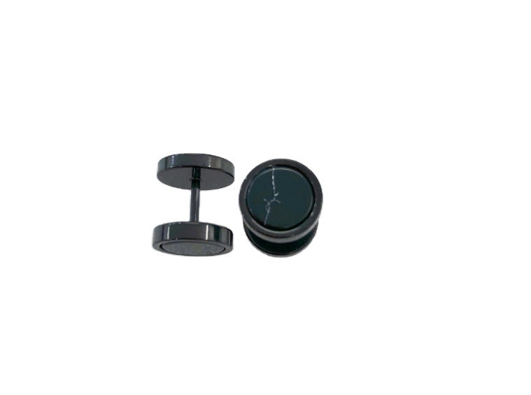 Titanium Steel Black Turquoise White Fashion Stud Earrings