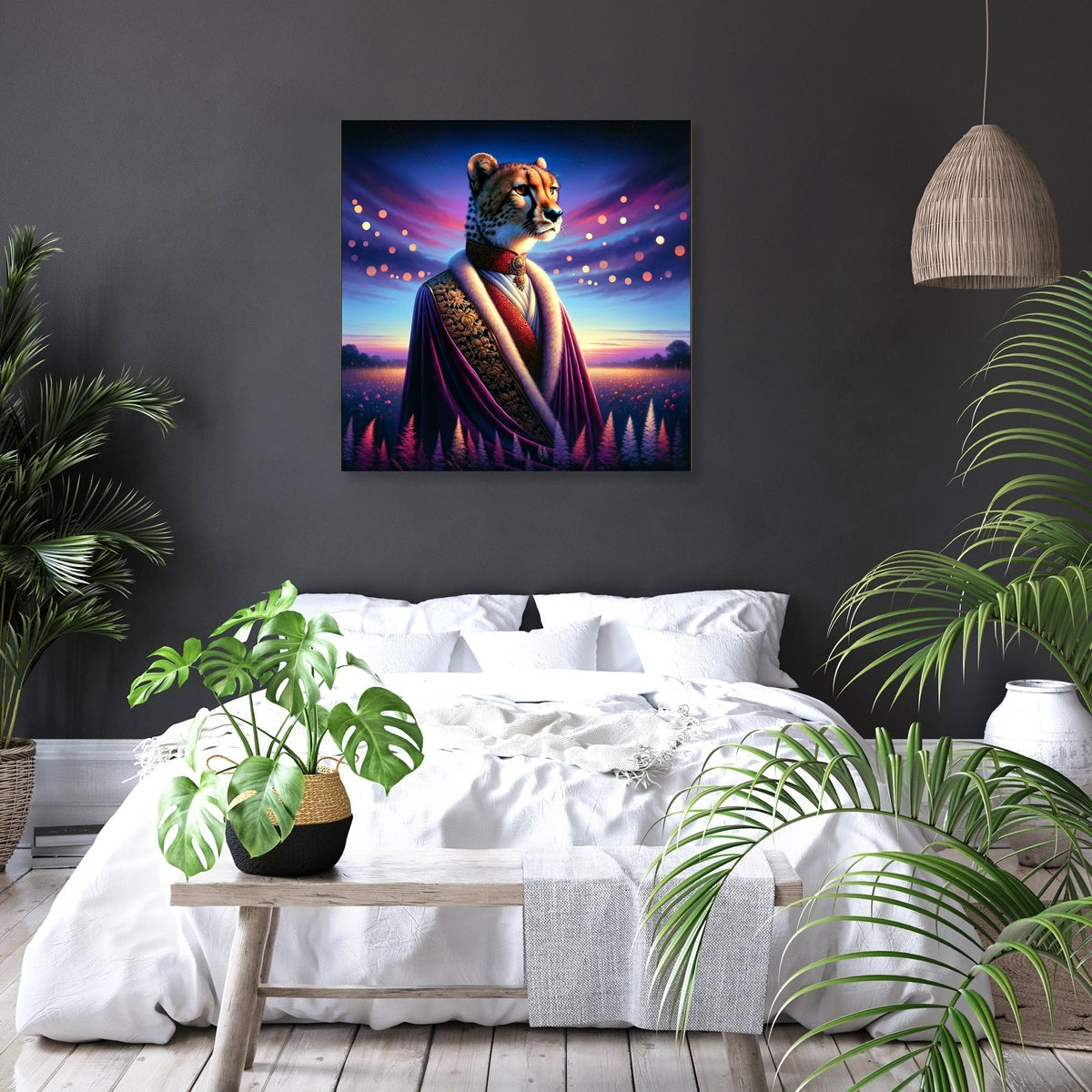Regal Cheetah Dusk Royalty Canvas