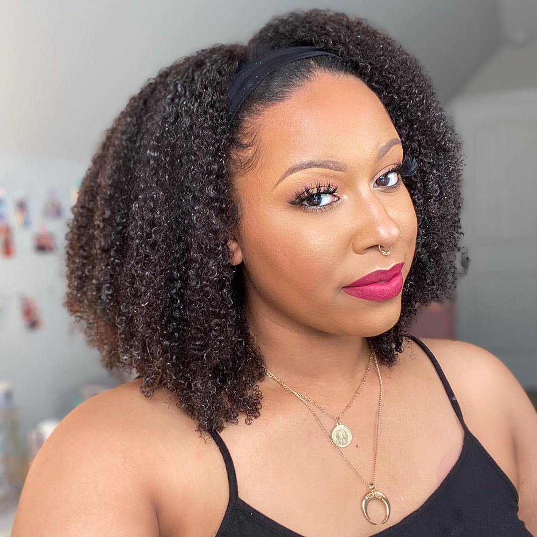 Black Afro Kinky Curly Wig - Small Curl Fluffy Style