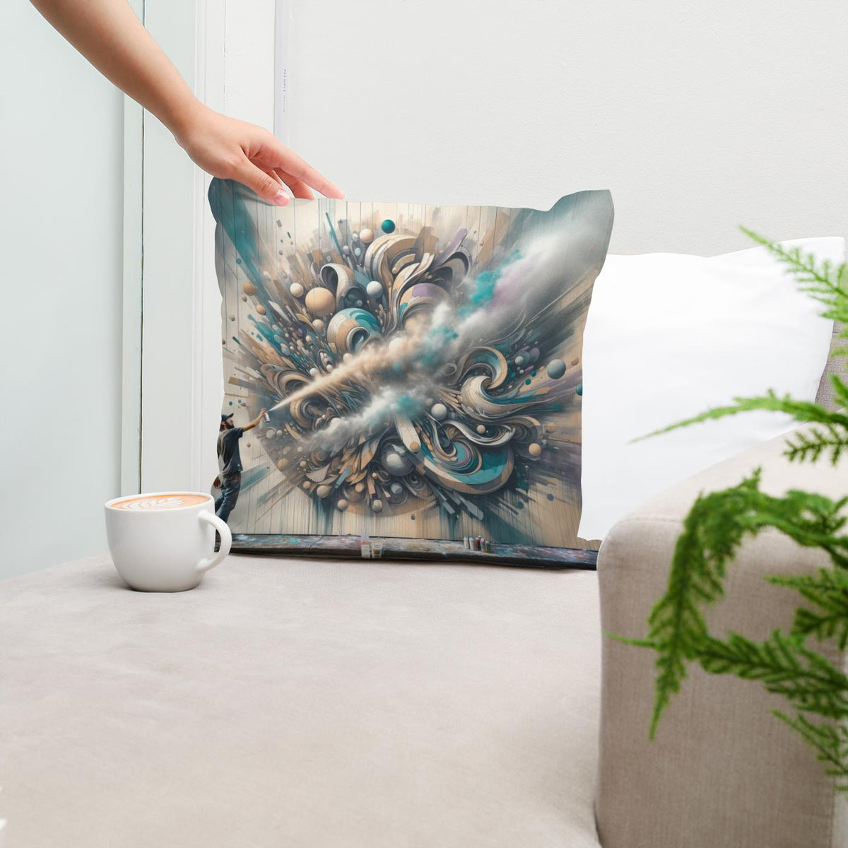 Serenade of the Spray Can Cotton Cushion