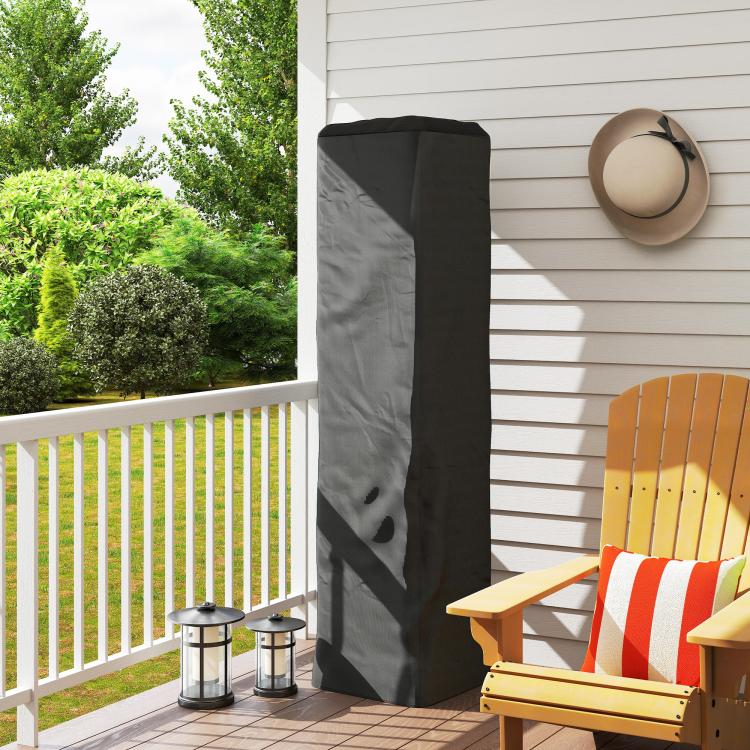 Heavy Duty Gas Pyramid Patio Heater Cover, Full Length Outdoor Heater Cover Protector, UPF 30+ Oxford Fabric with Zipper, Black
