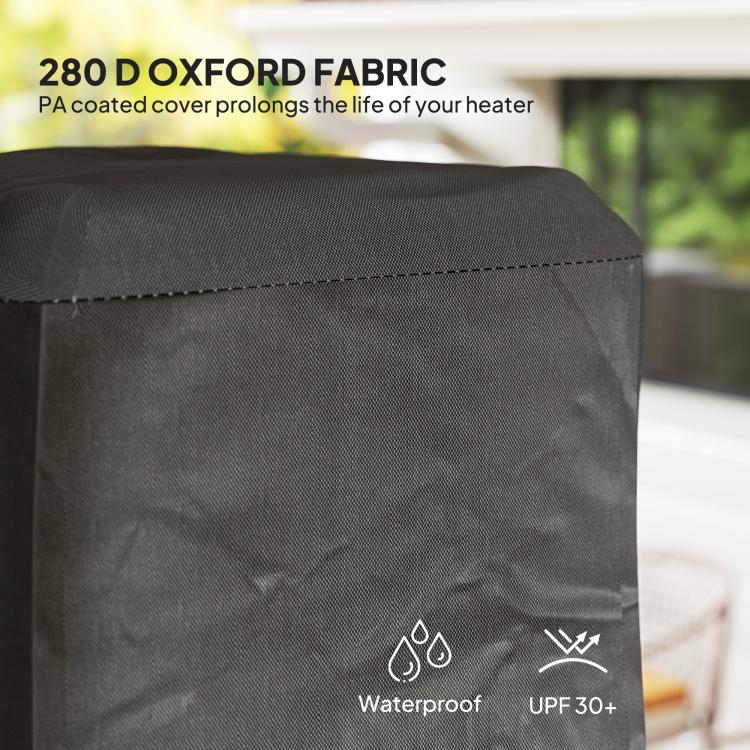 Heavy Duty Gas Pyramid Patio Heater Cover, Full Length Outdoor Heater Cover Protector, UPF 30+ Oxford Fabric with Zipper, Black