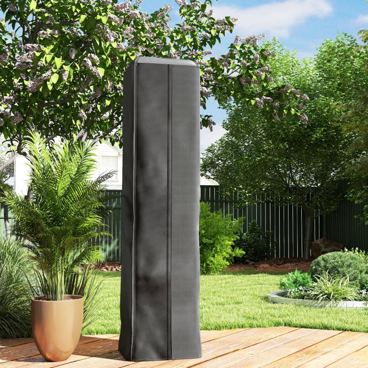 Heavy Duty Gas Pyramid Patio Heater Cover, Full Length Outdoor Heater Cover Protector, UPF 30+ Oxford Fabric with Zipper, Black