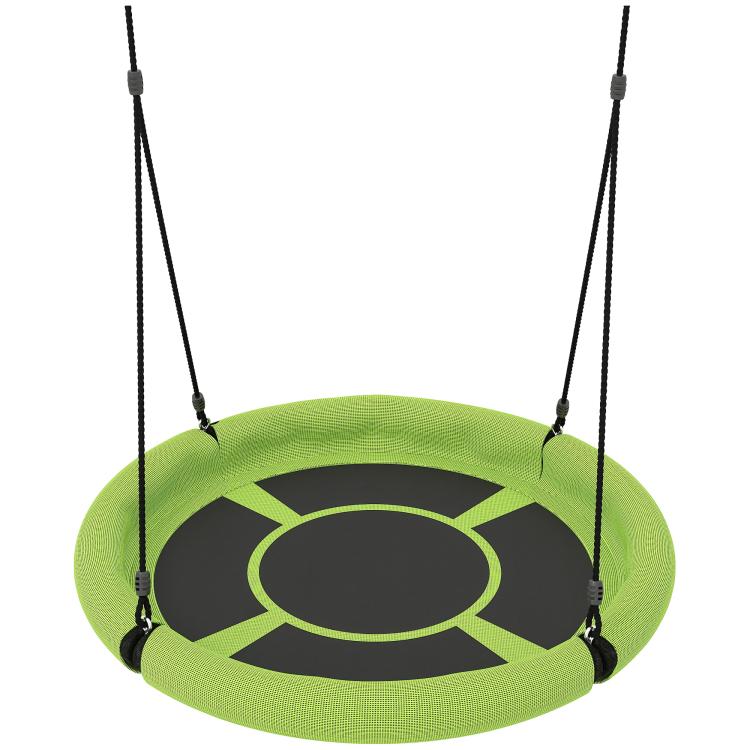 100cm Diameter Nest Seat for Kids with Height Adjustable Hanging Ropes for Outdoor, Playground, Garden, Green