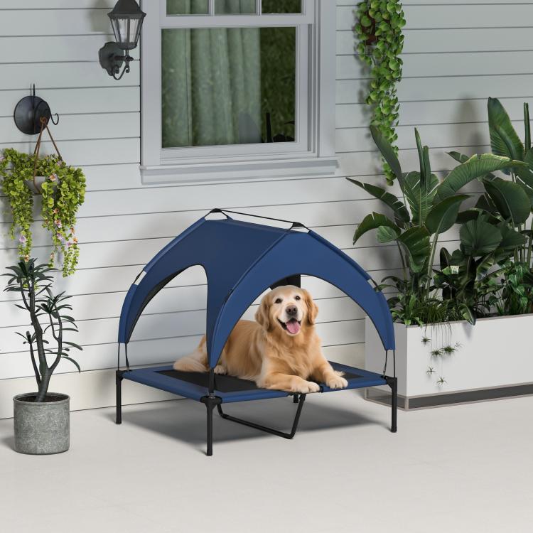 Cooling Raised Pet Bed w/ Washable Breathable Mesh, for Medium, Large Dogs, 91 x 76 x 85cm - Dark Blue