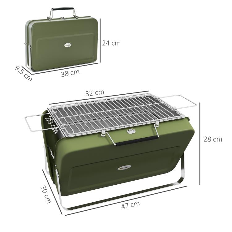 Metal Suitable-Style Portable BBQ Grill - Green