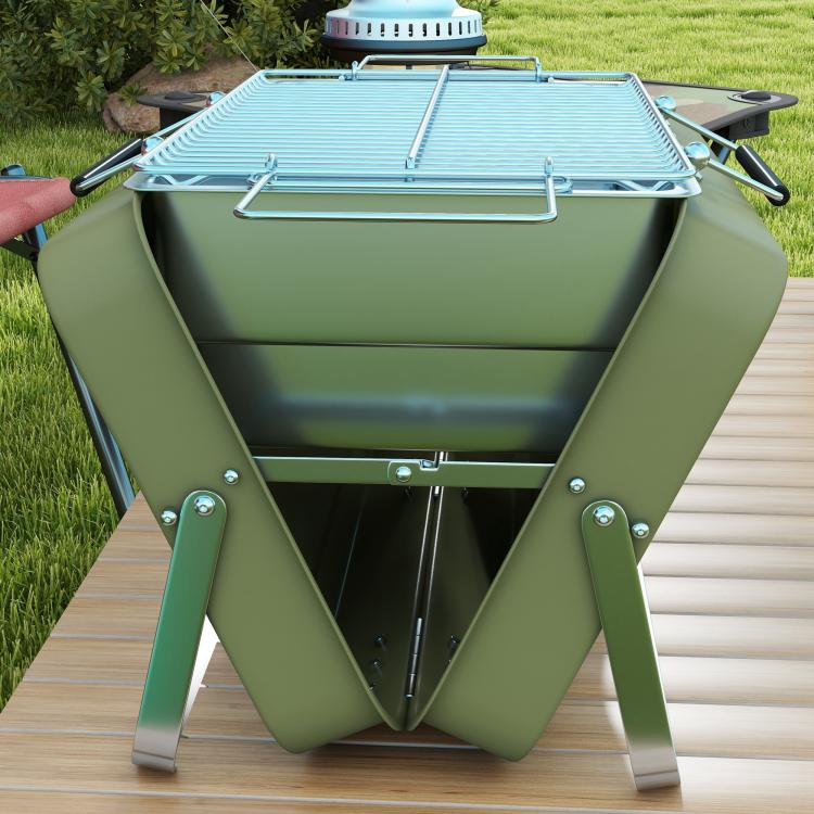 Metal Suitable-Style Portable BBQ Grill - Green