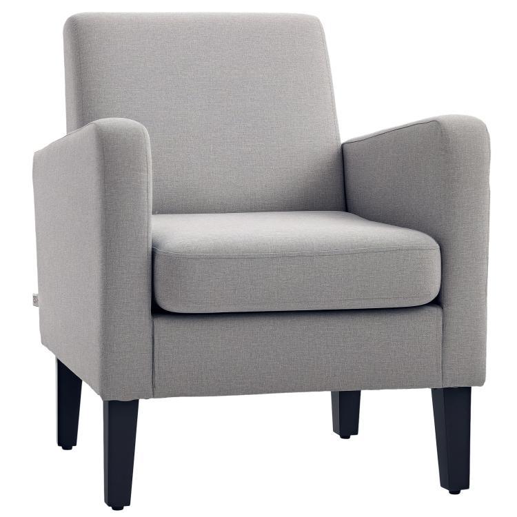 Linen-Look Boxy Armchair - Light Grey