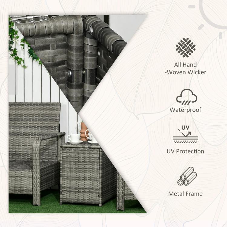 3 Pieces Rattan Bistro Set, Wicker Garden Furniture Set with 72 L Storage Coffee Table and Chairs, Orange