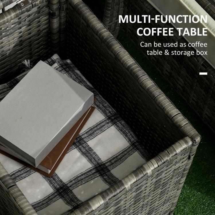 3 Pieces Rattan Bistro Set, Wicker Garden Furniture Set with 72 L Storage Coffee Table and Chairs, Orange