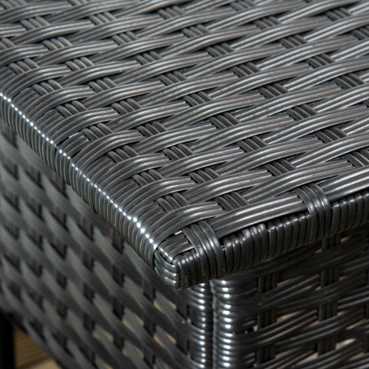 Rattan Side Table, Outdoor Coffee Table with Plastic Board Under the Full Woven Table Top for Patio, Garden, Balcony, Black