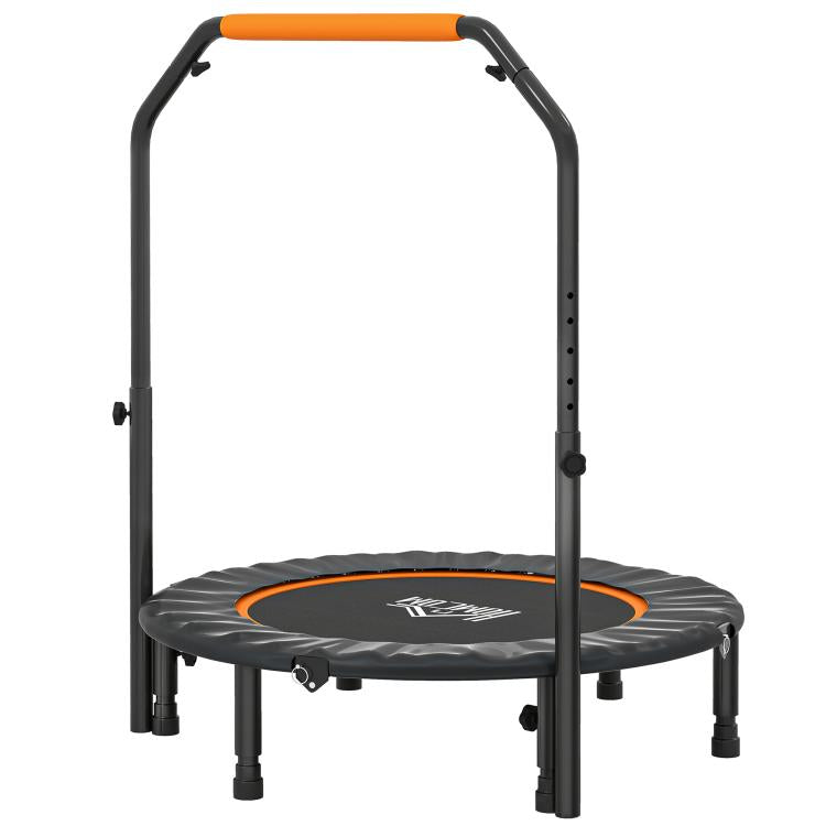 40 inch Foldable Mini Fitness Trampoline, with Adjustable Foam Handle, Orange