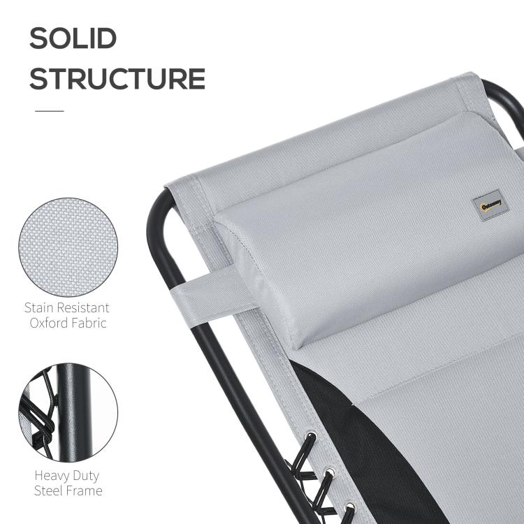 Zero Gravity Lounger Chair, Folding Reclining Patio Chair with Padded Seat, Cup Holder, Soft Cushion and Headrest for Poolside, Camping, Light Grey