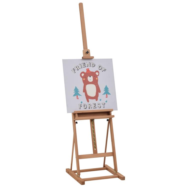 Wooden Easel Stand H-Frame Artist Easel with 171-230cm Adjustable Height and 0-80 Degrees Working Angles Beech Wood Art Easel for Displaying Painting Wedding Sign Nature Wood Finish