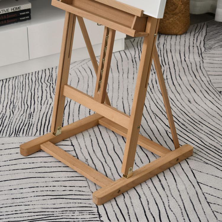 Wooden Easel Stand H-Frame Artist Easel with 171-230cm Adjustable Height and 0-80 Degrees Working Angles Beech Wood Art Easel for Displaying Painting Wedding Sign Nature Wood Finish