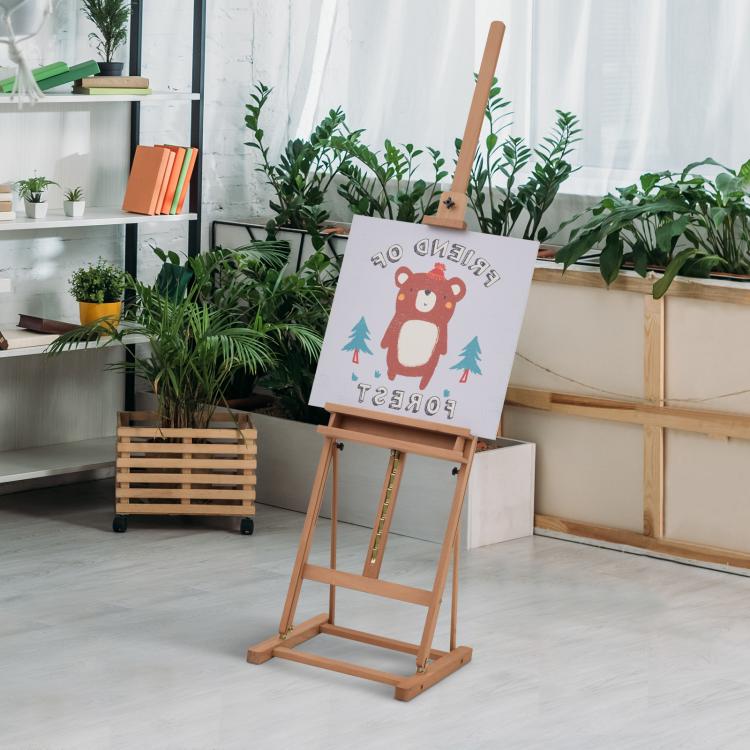 Wooden Easel Stand H-Frame Artist Easel with 171-230cm Adjustable Height and 0-80 Degrees Working Angles Beech Wood Art Easel for Displaying Painting Wedding Sign Nature Wood Finish