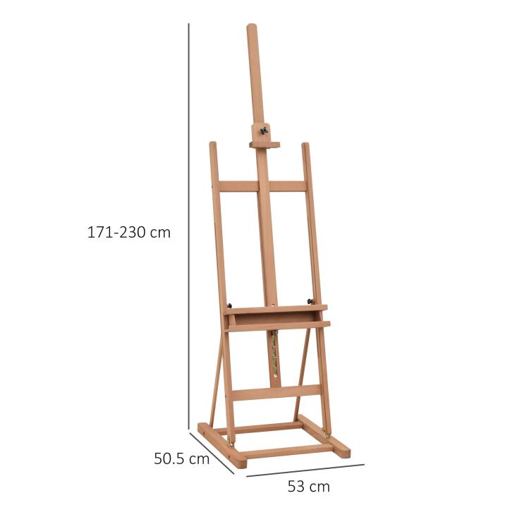 Wooden Easel Stand H-Frame Artist Easel with 171-230cm Adjustable Height and 0-80 Degrees Working Angles Beech Wood Art Easel for Displaying Painting Wedding Sign Nature Wood Finish