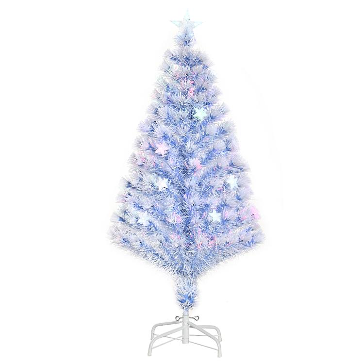 4FT Artificial Fibre Optic Christmas Tree Seasonal Decoration w/ LED Lights Pre-Lit Easy Store White Blue