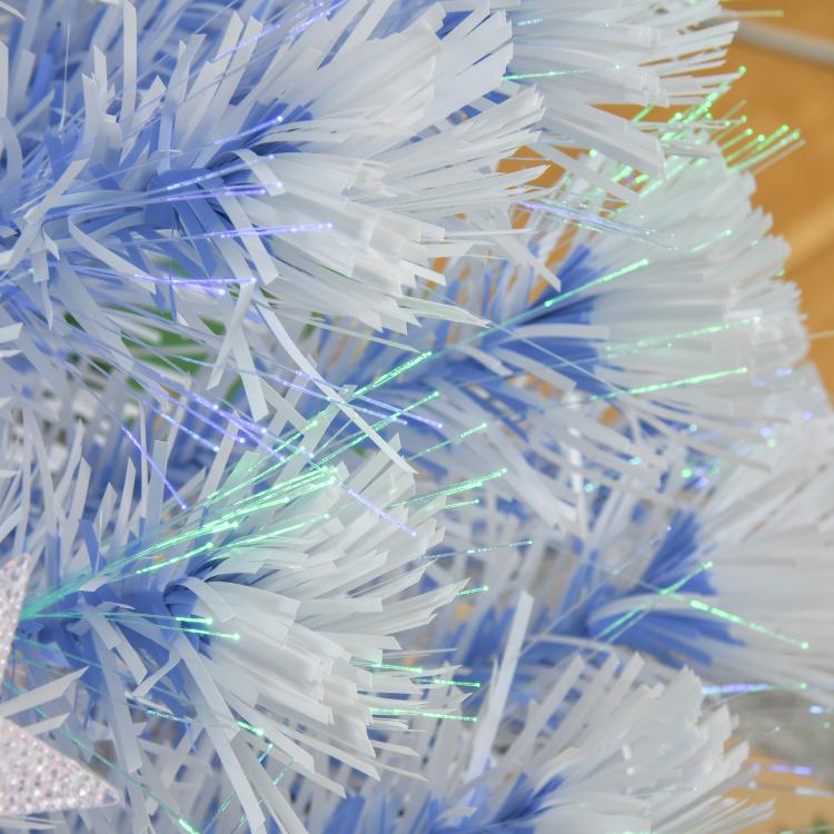 4FT Artificial Fibre Optic Christmas Tree Seasonal Decoration w/ LED Lights Pre-Lit Easy Store White Blue