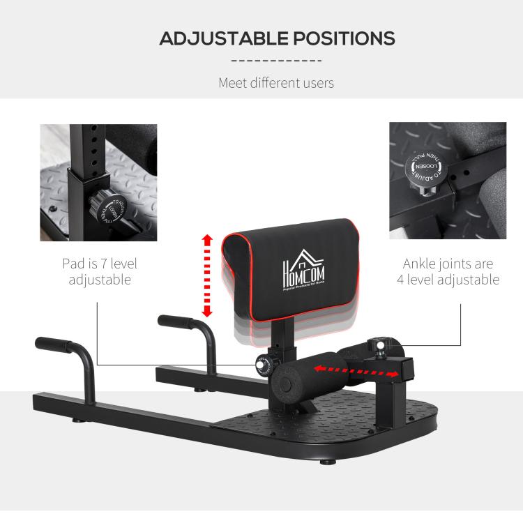 Squat Machine with Push Up Stand, Padded Hip Thrust Bench with Adjustable Cushion for Home Gym Work Out, Black