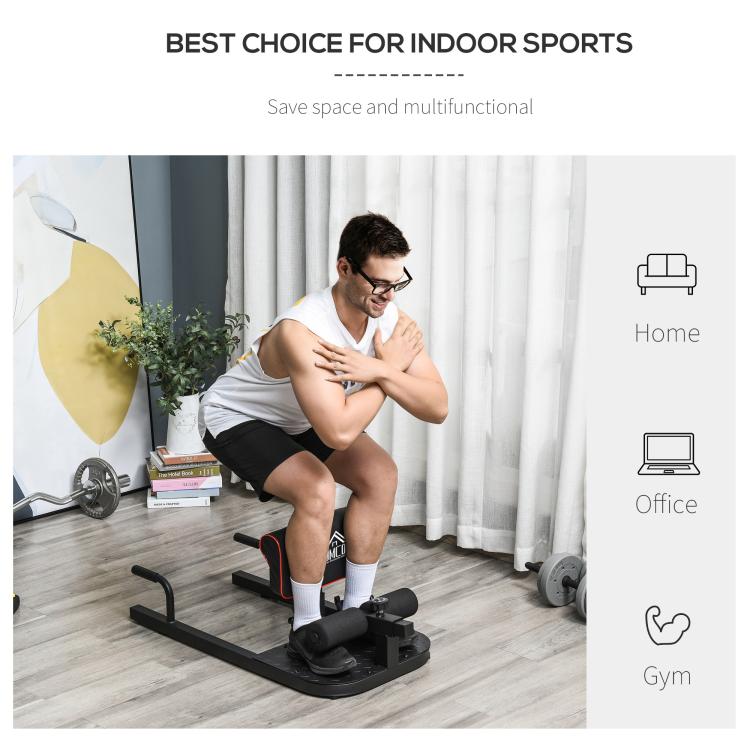 Squat Machine with Push Up Stand, Padded Hip Thrust Bench with Adjustable Cushion for Home Gym Work Out, Black