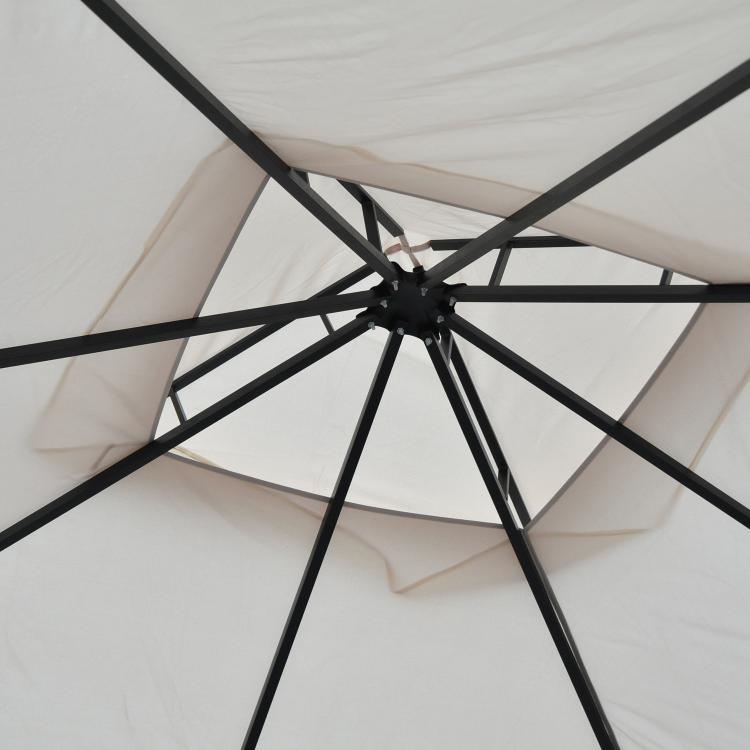 3 x 3m Garden Gazebo Patio Party Tent Shelter Outdoor Canopy Double Tier Sun Shade with Metal Frame and Netting, Beige