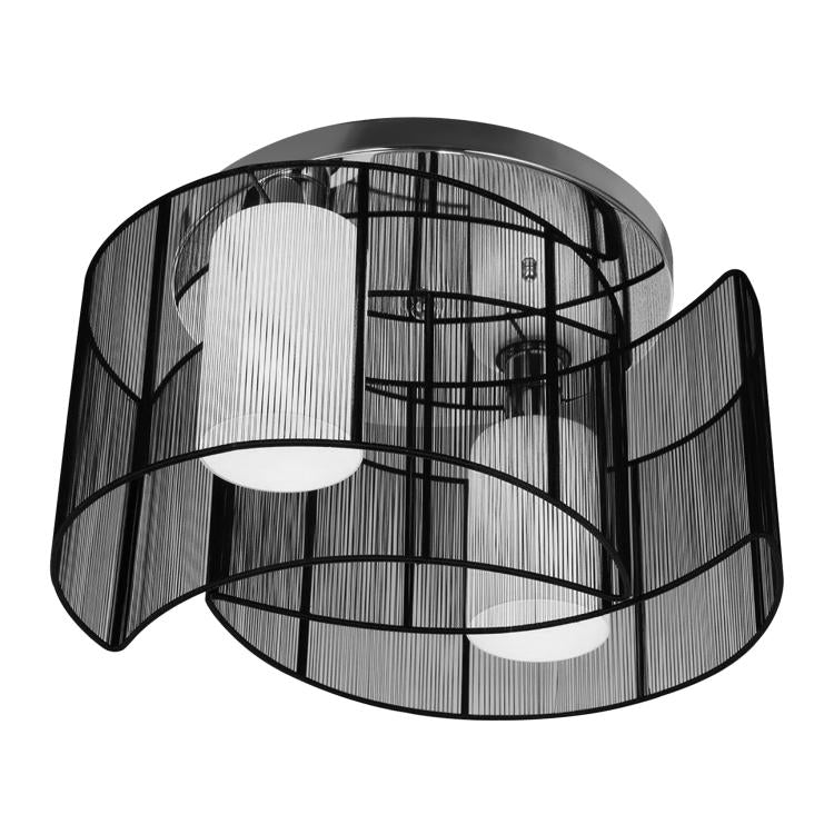 Modern Chandelier, Semi-Flush Mount Ceiling Light with 2 Light, E27 Bulb Base for Hallway, Dining Room, Living Room, White and Black