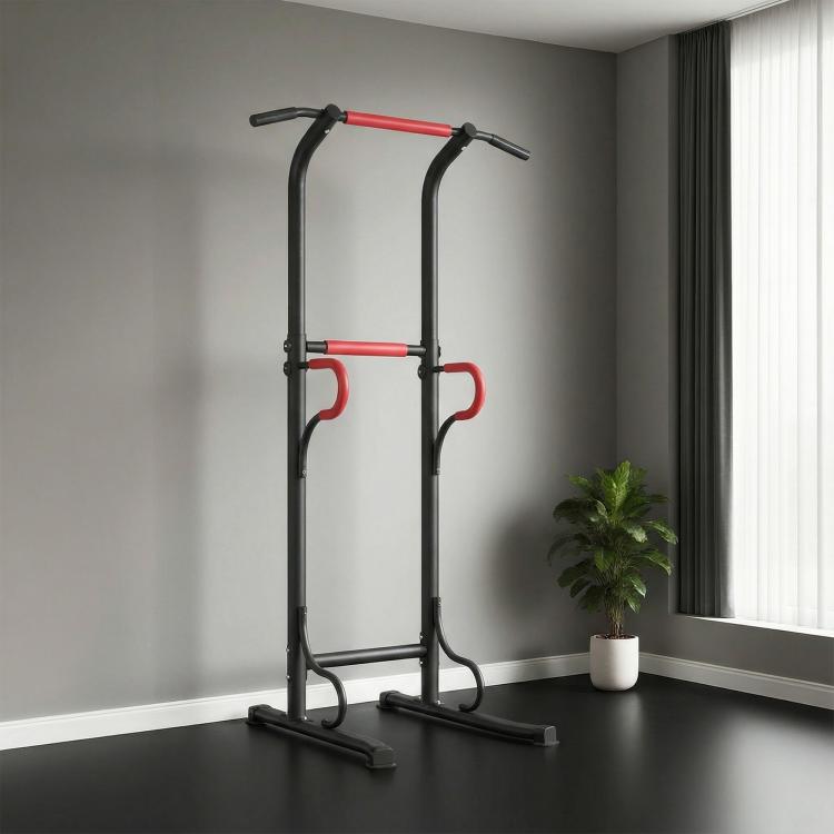 Steel Multi-Use Exercise Power Tower Pull Up Station Adjustable Height W/ Grips