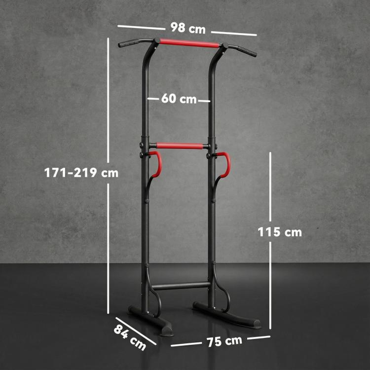 Steel Multi-Use Exercise Power Tower Pull Up Station Adjustable Height W/ Grips