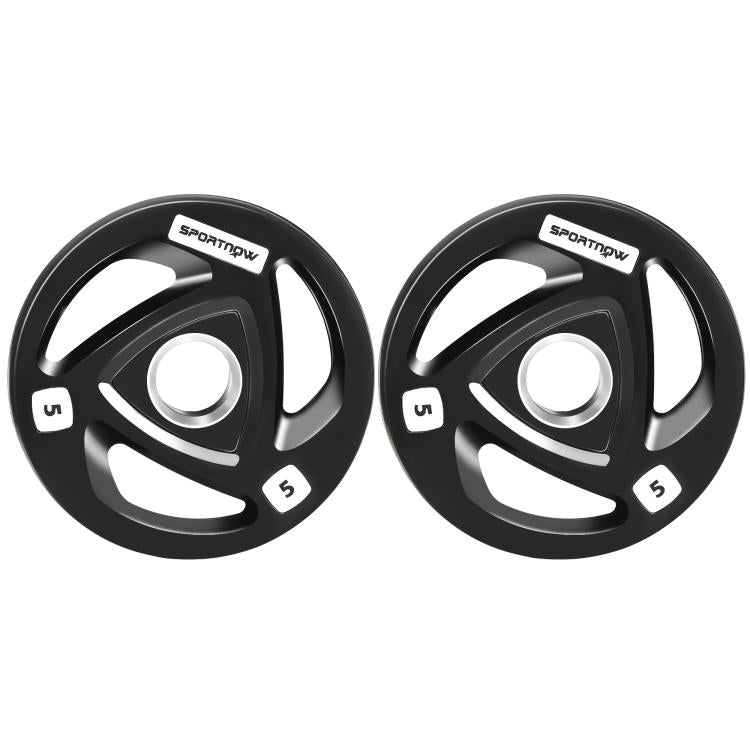 Two 5kg Olympic Weight Plates, Tri-Grip Rubber-Coated Barbell Weights, with 5cm Holes, for Home, Gym, Office