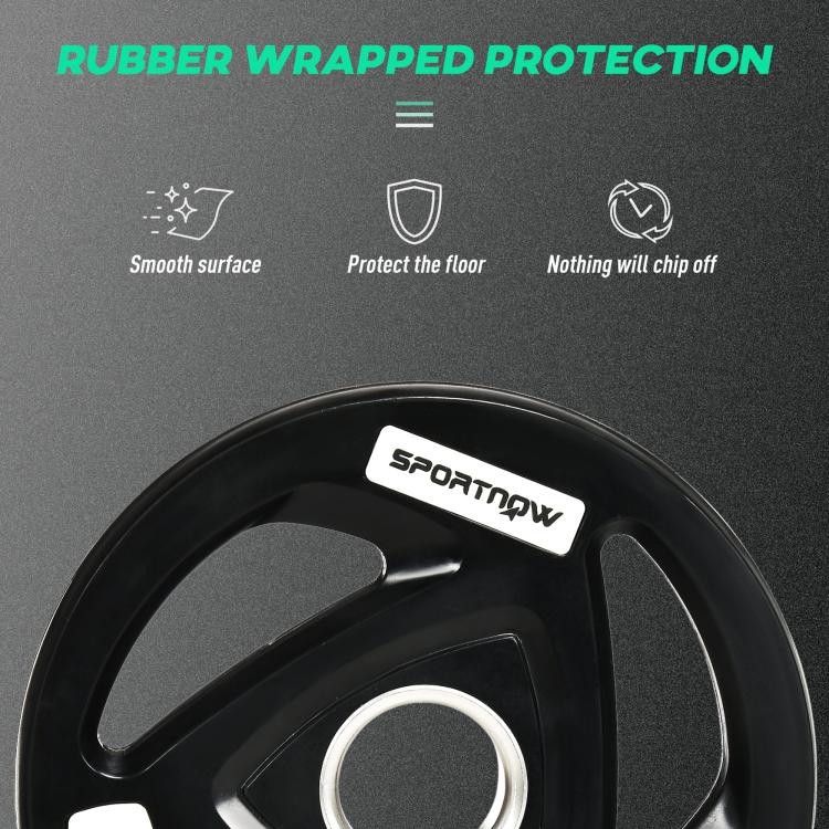 Two 5kg Olympic Weight Plates, Tri-Grip Rubber-Coated Barbell Weights, with 5cm Holes, for Home, Gym, Office