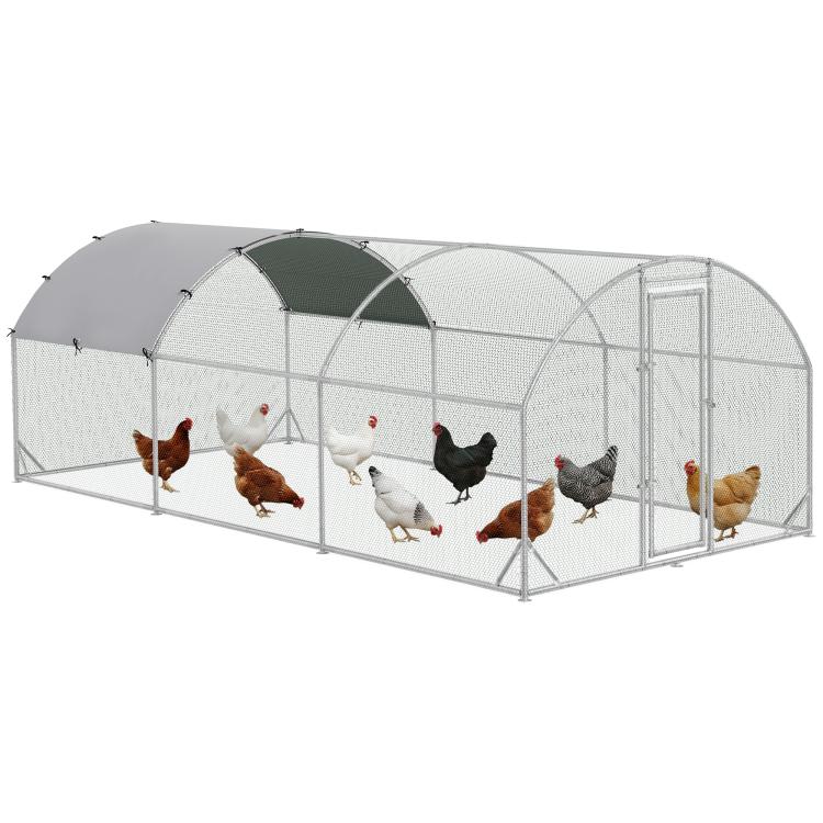 Galvanised Chicken Coop Hen House w/ Cover 5.7 x 2.8 x 2m