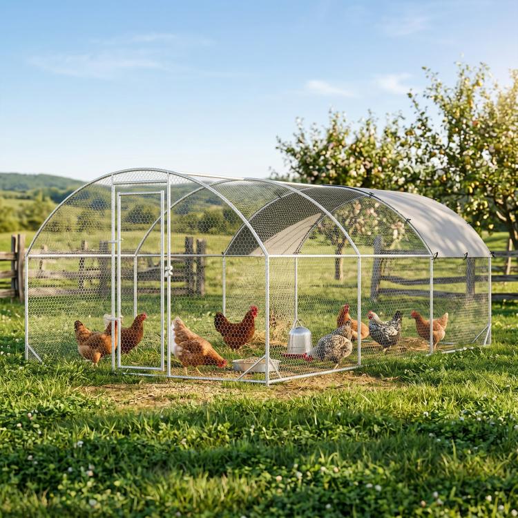 Galvanised Chicken Coop Hen House w/ Cover 5.7 x 2.8 x 2m