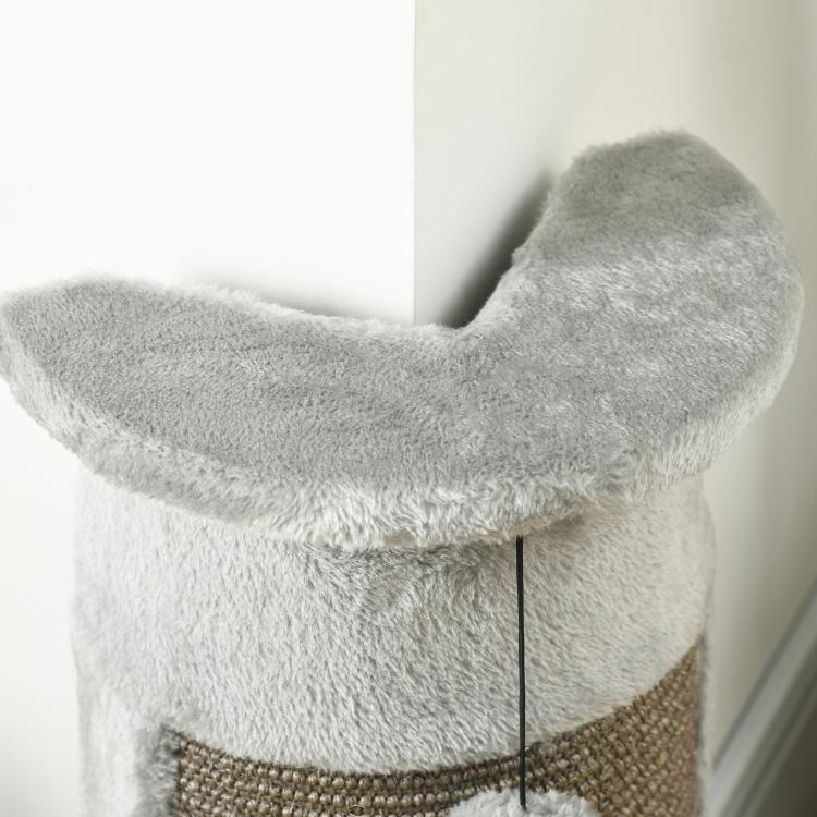 58cm Cat Scratching Post, with Covered Plush, Play Balls, for Corner Walls - Grey